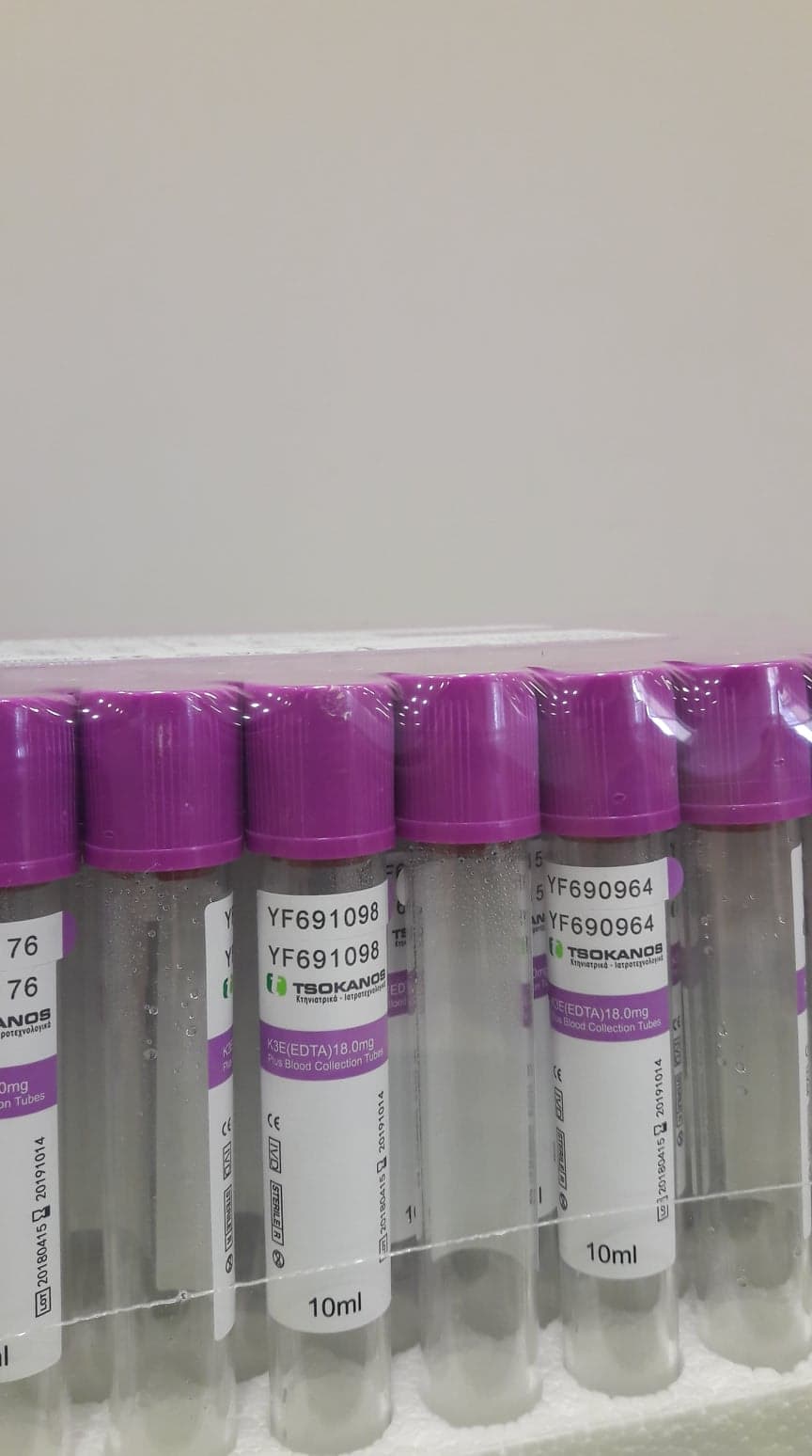 Blood collection tubes EDTA TSOKANOS 10 ml