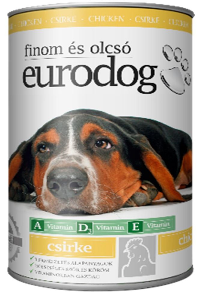 Dog food canned Eurodog chicken, 1250 gr
