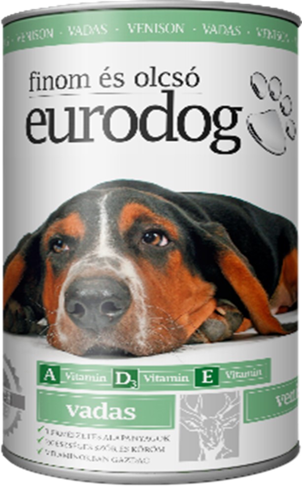 Dog food canned Eurodog venison, 1250 gr