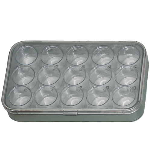 Plastic container for 15 meat samples