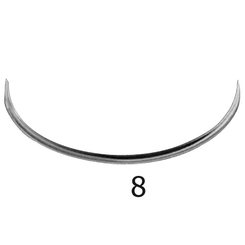 Suture needles, round, 1/2 circle, 1.0 x 46 mm