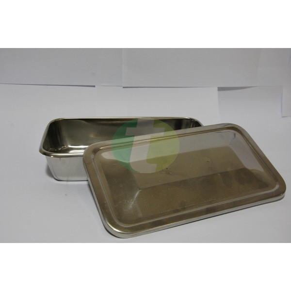 Plate inox with lid, 22 x 12 cm