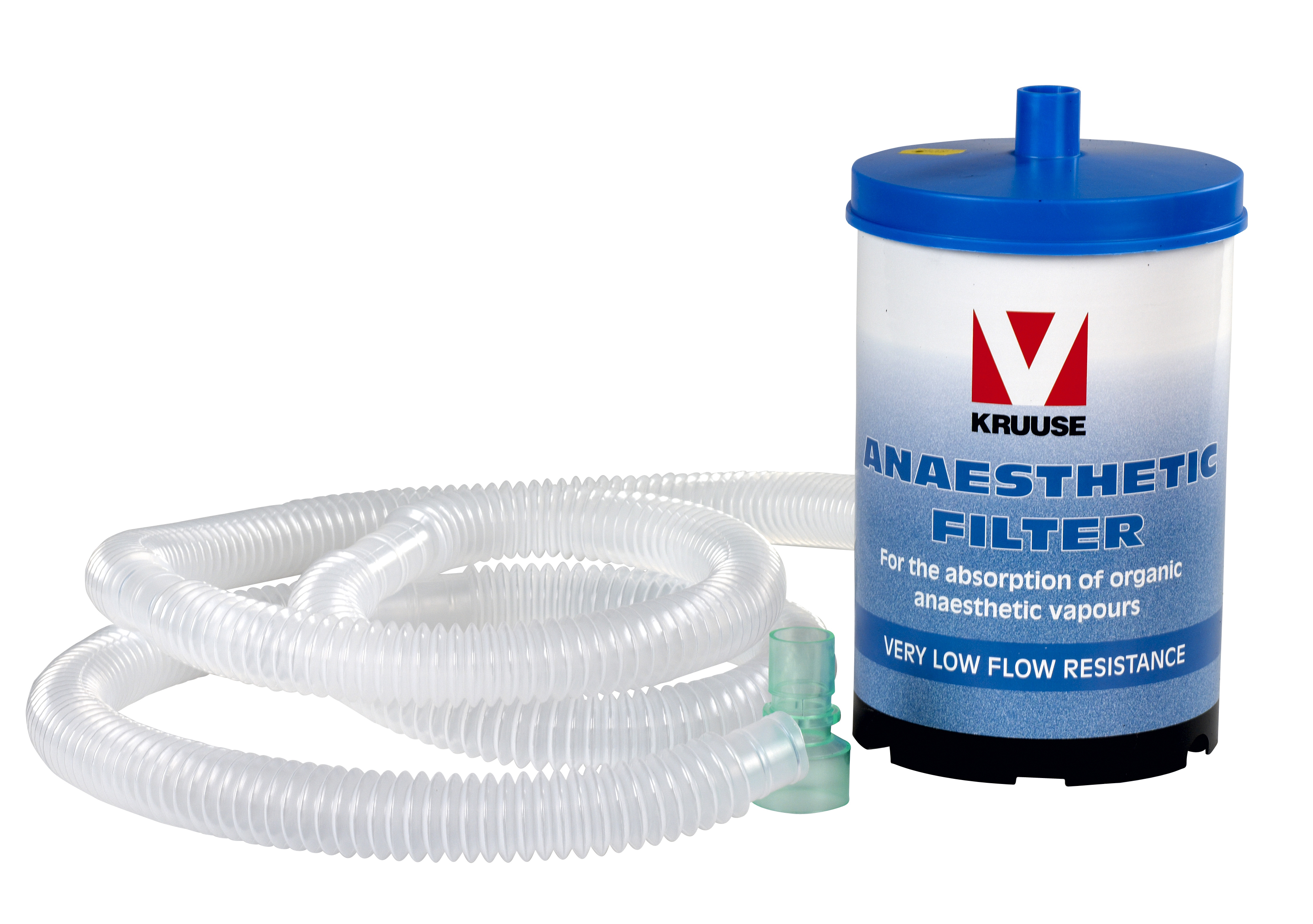 KRUUSE anaesthetic filter, 2mx22mm scavenge tube, green connector
