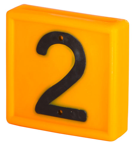 Number [2] for marking neck strap, yellow
