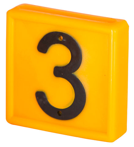 Number [3] for marking neck strap, yellow