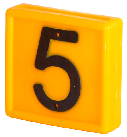 Number [5] for marking neck strap, yellow