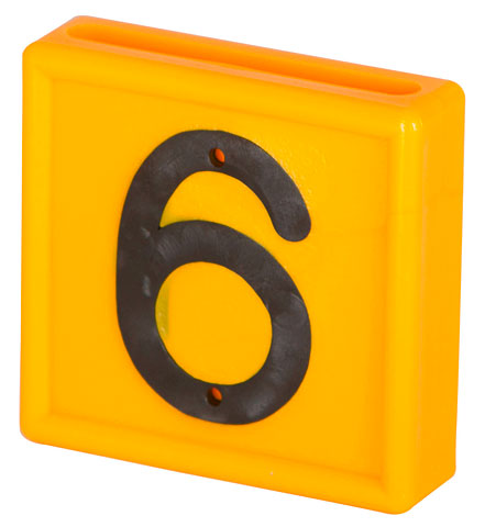 Number [6/9] for marking neck strap, yellow