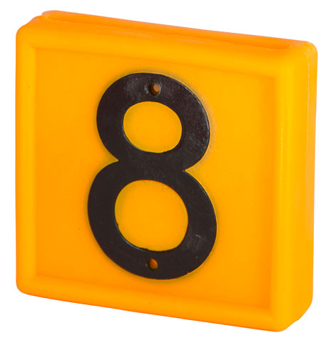 Number [8] for marking neck strap, yellow
